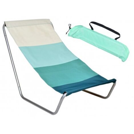 Transat de plage pliable OLEK - rayures bleues