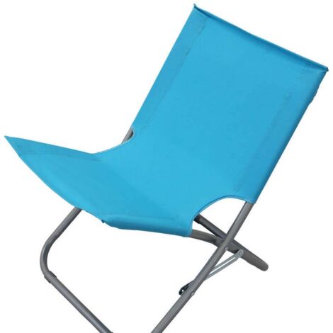 Transat de plage pliant Bleu en acier ø 19 mm