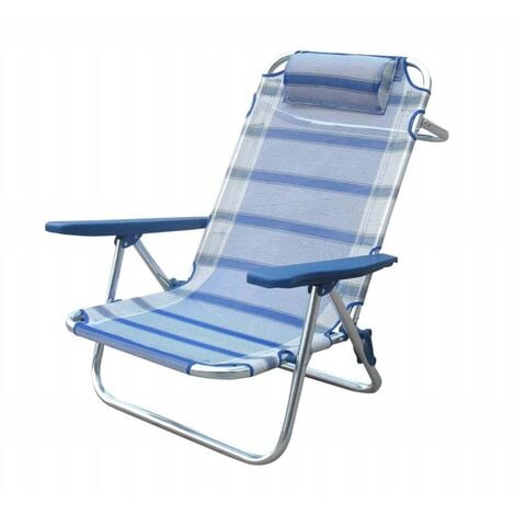 MAGAZZINI COSMA Transat de plage pliant réglable jardin alu avec coussin et accoudoirs