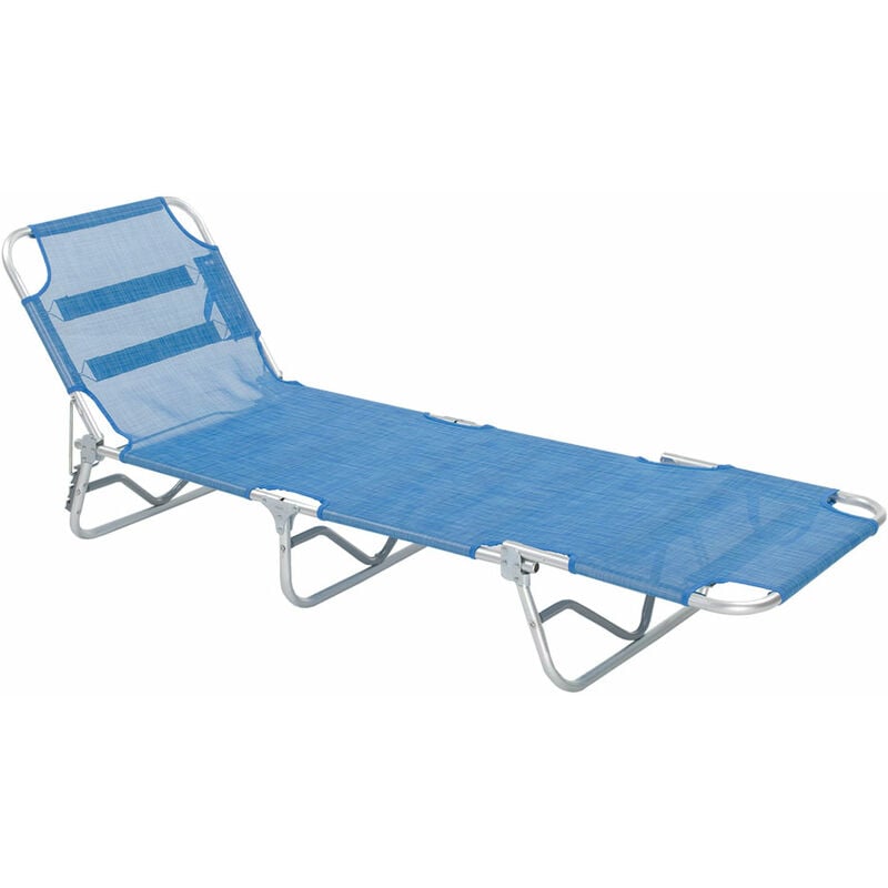 Transat De Plage Sans Parasol 'Sabaudia' Cm 188 x 58 x h 27 - Serviette Bleue