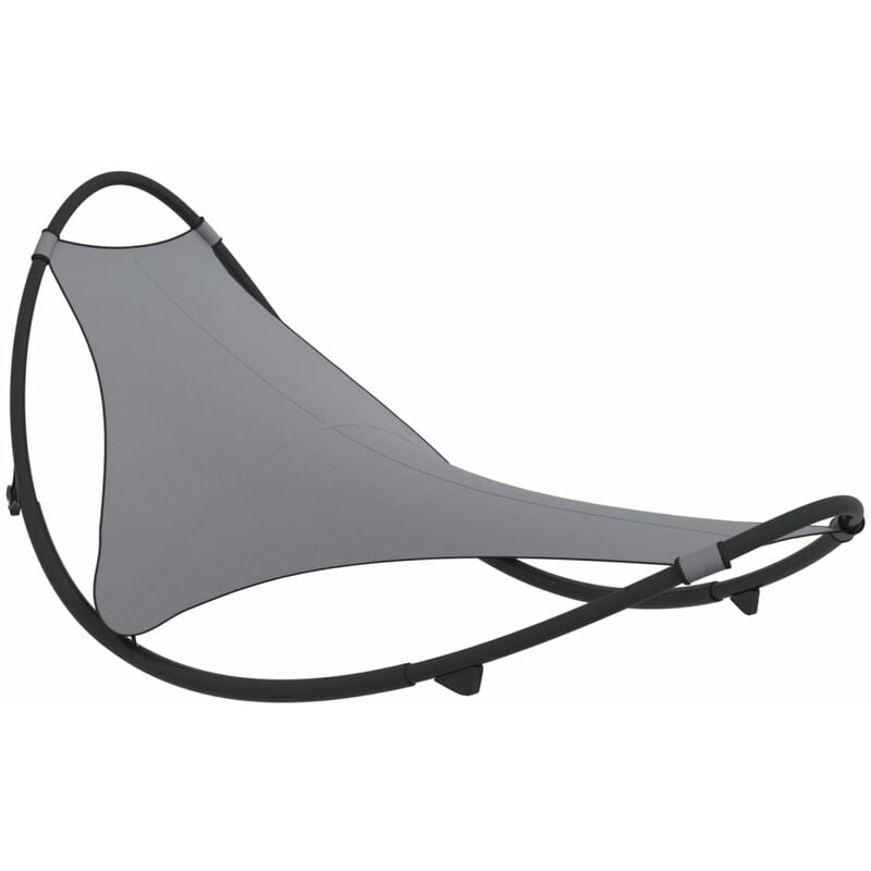 Helloshop26 - Transat design chaise longue bain de soleil lit de jardin terrasse meuble d'extérieur à bascule avec roues acier et textilène gris