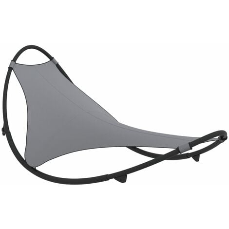 Transat design chaise longue bain de soleil lit de jardin terrasse meuble d'extérieur à bascule avec roues acier et textilène gris