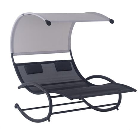 Transat double à bascule avec auvent noir et gris VAÏTA