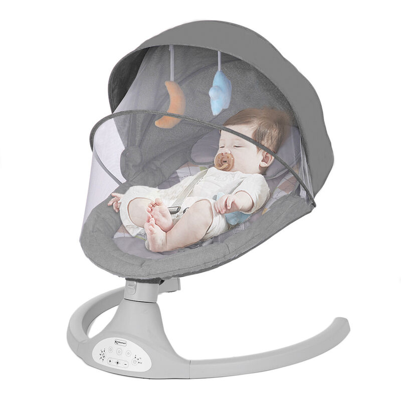 Drillpro - Transat électrique Balancelle bébé Chaise Haute 5 Vitesses bluetooth musique Couleur gris