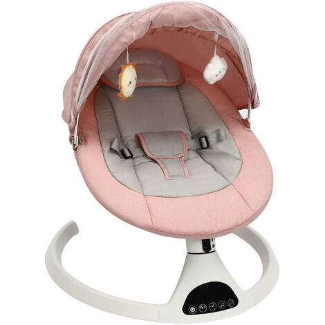 Transat électrique pour bébé, transat pour bébé avec Bluetooth, 5 amplitudes de vibration et fonction de minuterie, fauteuil à bascule avec télécommande, transat jusqu'à 12 kg, Rose