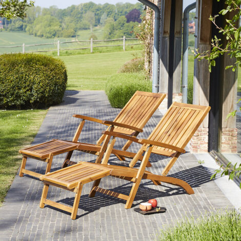 Transat en acacia massif (lot de 2) - Naturel
