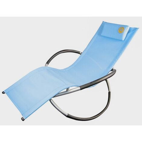 Transat en aluminium à bascule - O'Sun - Bleu - Dimensions : 155 x 85 x 80 cm