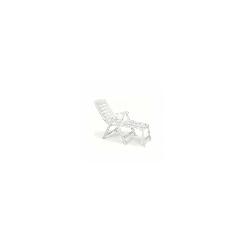 Chaise longue en résine cinq positions avec rallonge quintilla Blanc 108x60x h108 cm