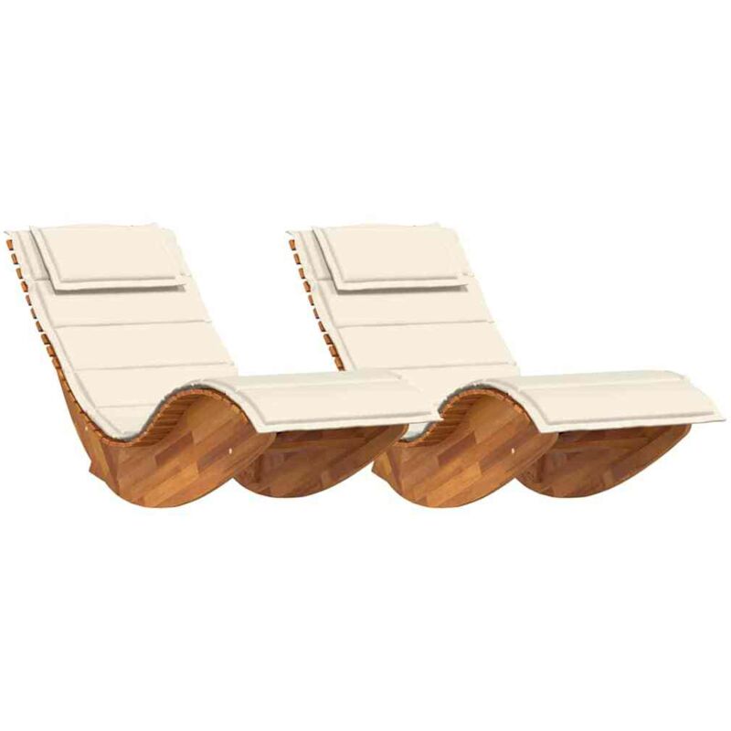 Vidaxl - Chaises longues à bascule avec coussins 2 pcs en bois massif d'acacia