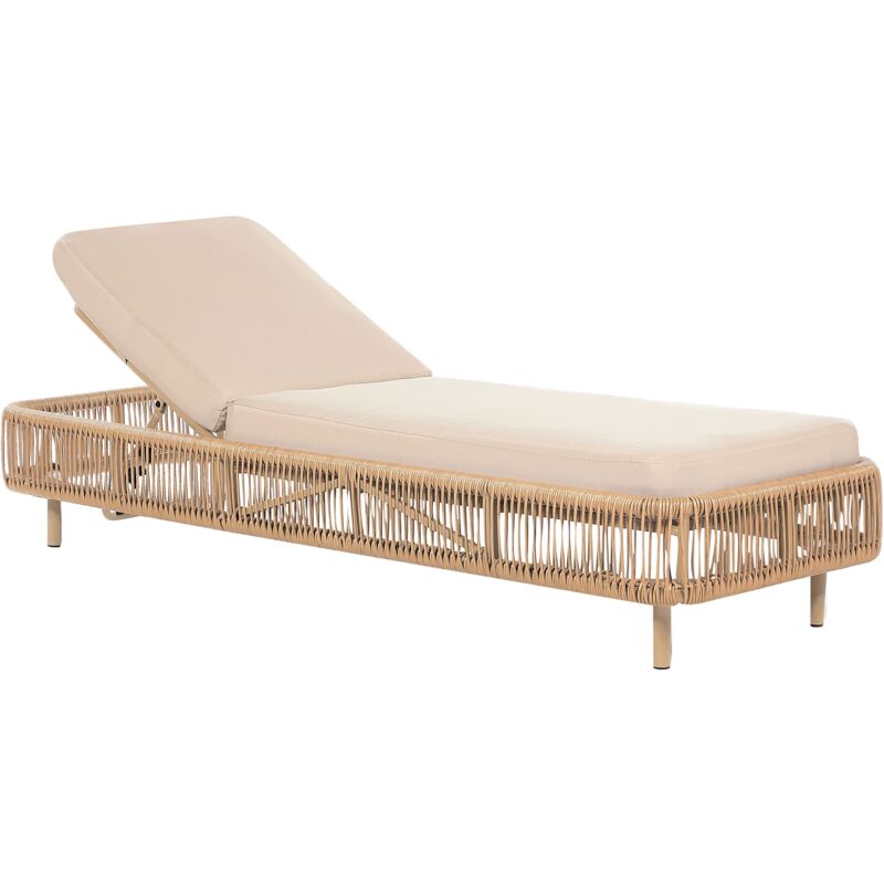 Beliani - Transat Extérieur Réglable en Polyrotin et Aluminium avec Coussin Beige Osini