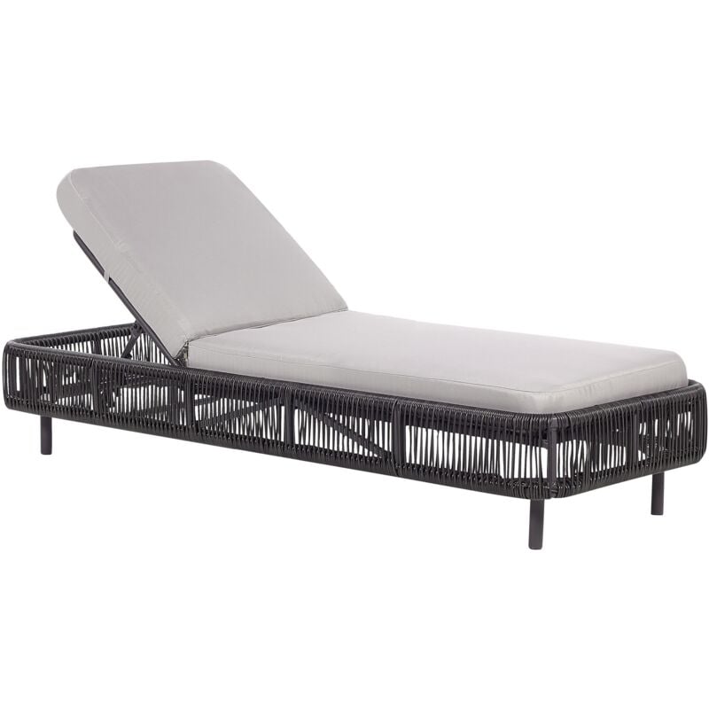 Beliani - Transat Extérieur Réglable en Polyrotin et Aluminium avec Coussin Gris Osini