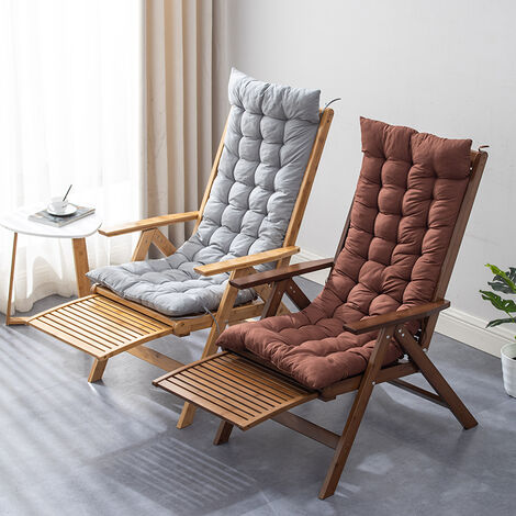 Transat Gartenstuhl mit Holzarmlehnen + Matratze, Klappstuhl Sessel 113x50x87cm, Verstellbare Rückenlehne und Fußstütze
