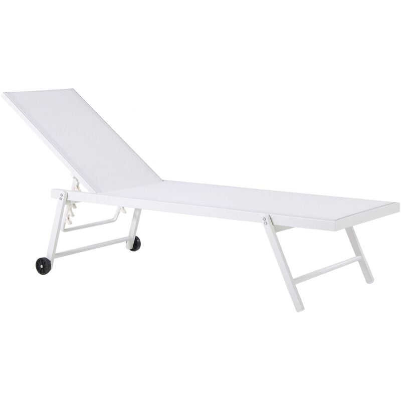 Beliani - Chaise Longue Transat de Jardin Inclinable en Aluminium avec Assise en Textile Blanc Design Solide et Résistant pour Jardin ou Terrasse