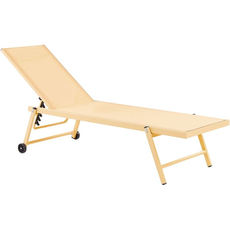 Beliani - Chaise longue Inclinable à 5 Positions en Aluminium et Textile Jaune pour Jardin Portofino