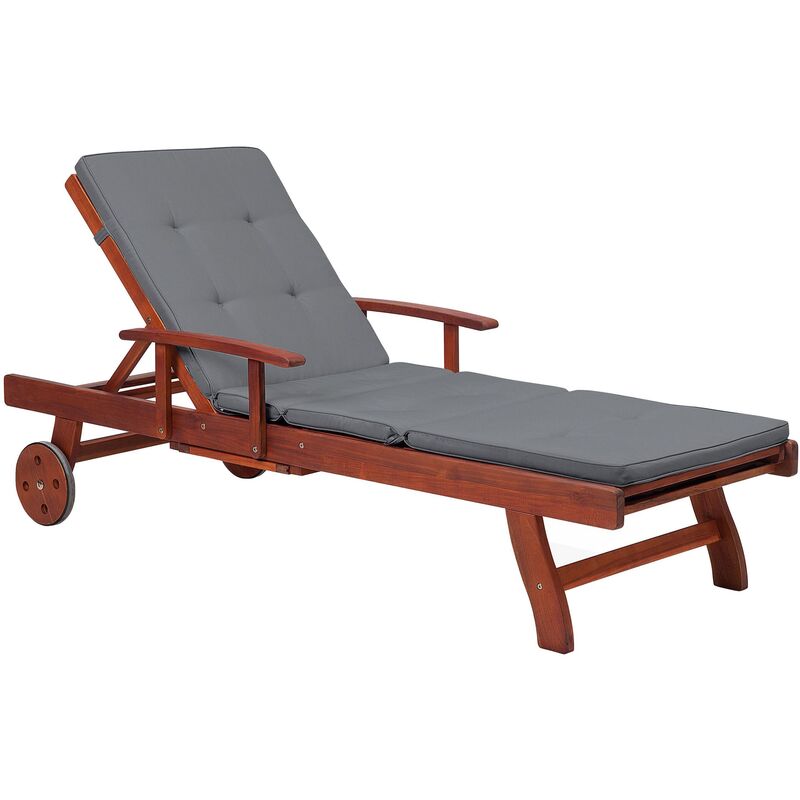 Beliani - Transat inclinable en bois avec coussin gris graphite TOSCANA