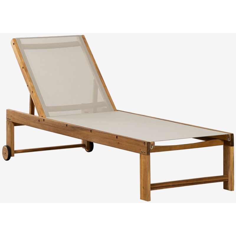 Chaise longue inclinable en bois Valerys Sklum Tapioca Beige