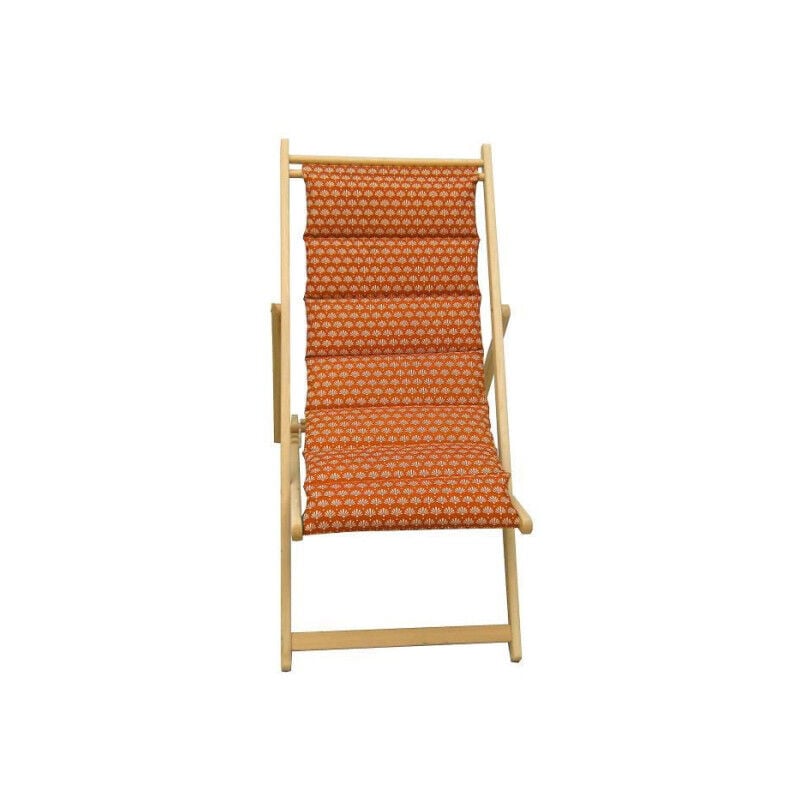 Jardin Prive - Transat Chilienne matelassée en bois Helsinki poterie - Toile amovible