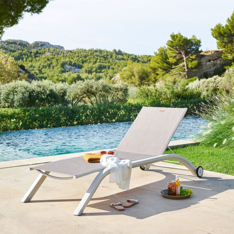 Transat Jimani cacao & avoine 2 roues en aluminium et texaline - Hespéride