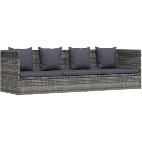 Transat - Lit de jardin - Bain de soleil pour Relax Gris 200x60 cm Résine tressée -FR36531