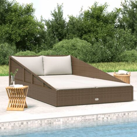 Transat - Lit de jardin - Bain de soleil pour Relax marron 110x200 cm résine tressée -FR35886