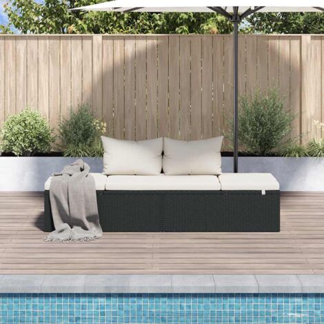 Transat - Lit de jardin - Bain de soleil pour Relax Noir 195x60 cm Résine tressée -FR19309