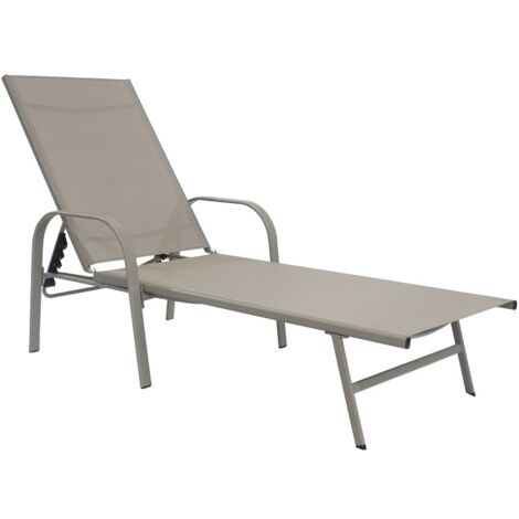 Transat marron Hawaii en acier peint et assise en textile'ne 199x68x31 cm pour mer piscine et jardin