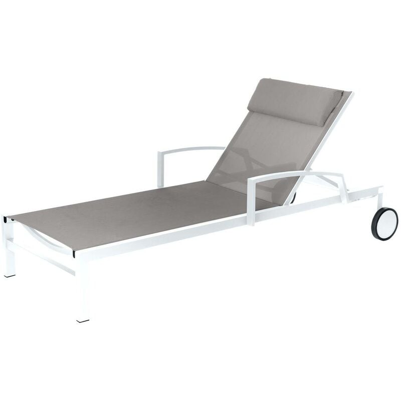 Transat Ocala noisette & blanc 2 roues en aluminium traité époxy - Hespéride