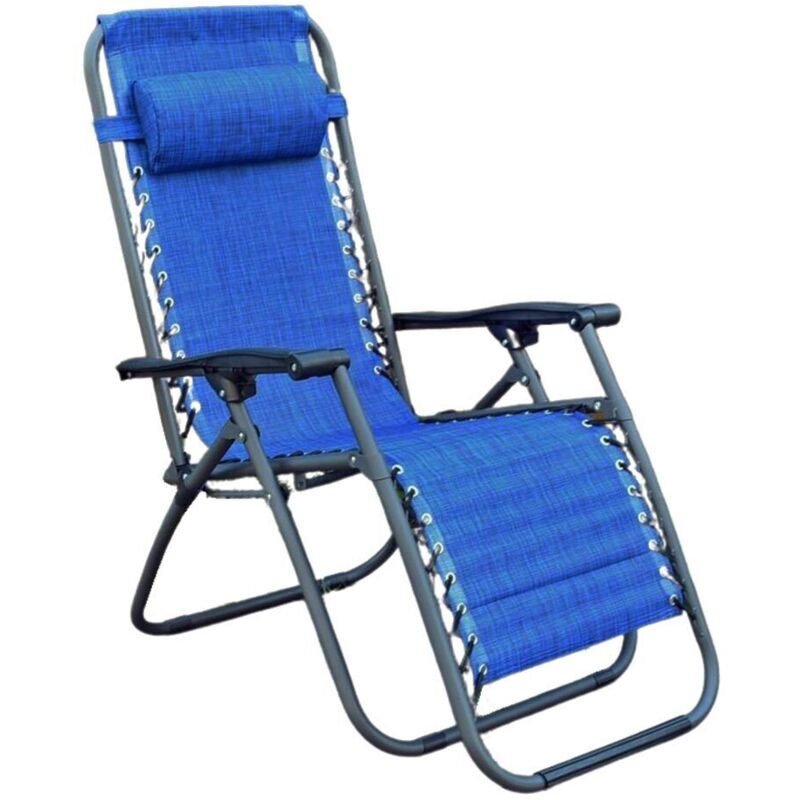 Transat pliable bleu zéro gravité avec cadre renforcé