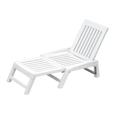 Bain de soleil pliant en résine antichoc blanche 177x61x30 cm – Conception pliable pour transport facile – Pour jardin, mer, piscine