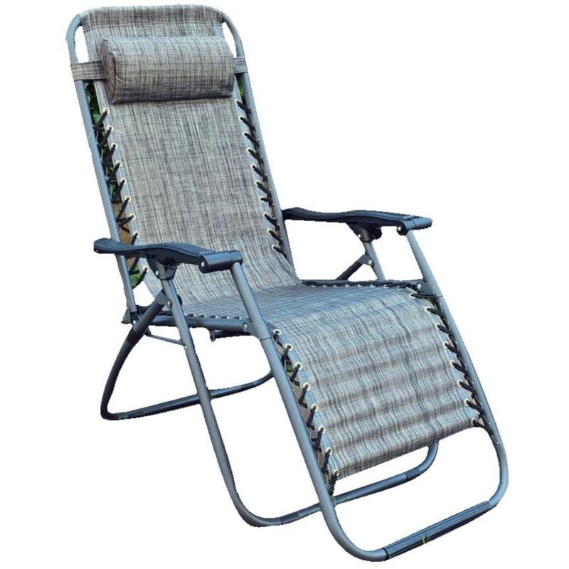 Transat pliant zéro gravité gris texturé