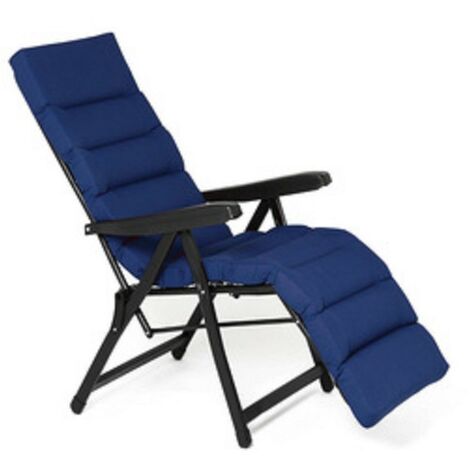 Transat réglable 6 positions avec repose-pieds – Coussin épais 6 cm – Structure tube acier octogonal 35x20 mm – Pour mer, plage, piscine