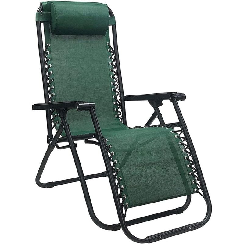 Okaffarefatto - Chaise longue pliable zéro gravité en textilène vert peu encombrant