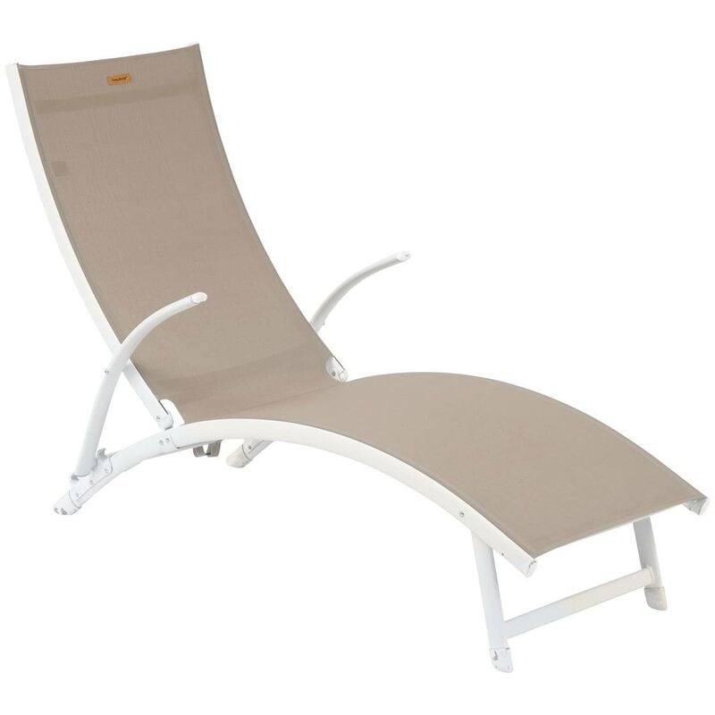 Transat Samba noisette & blanc en aluminium traité époxy - Hespéride