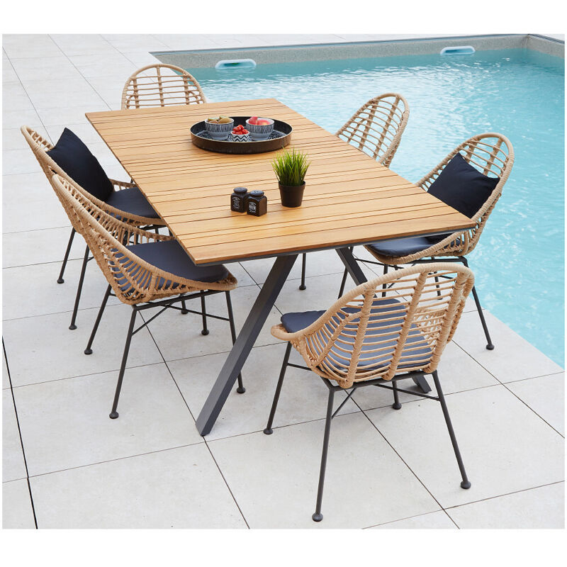 Homemaison - cincinnati ushuaia - Ensemble table et chaises de jardin - 6 places