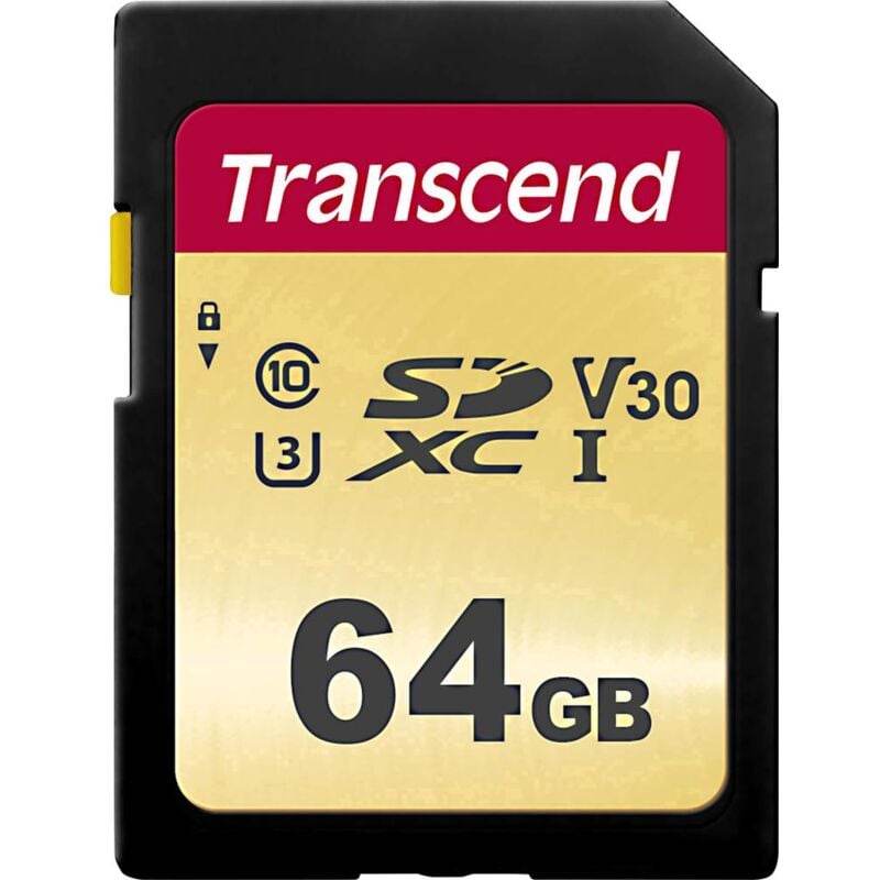 Premium 500S Carte sdxc 64 gb Class 10, uhs-i, UHS-Class 3, v30 Video Speed Class - Transcend