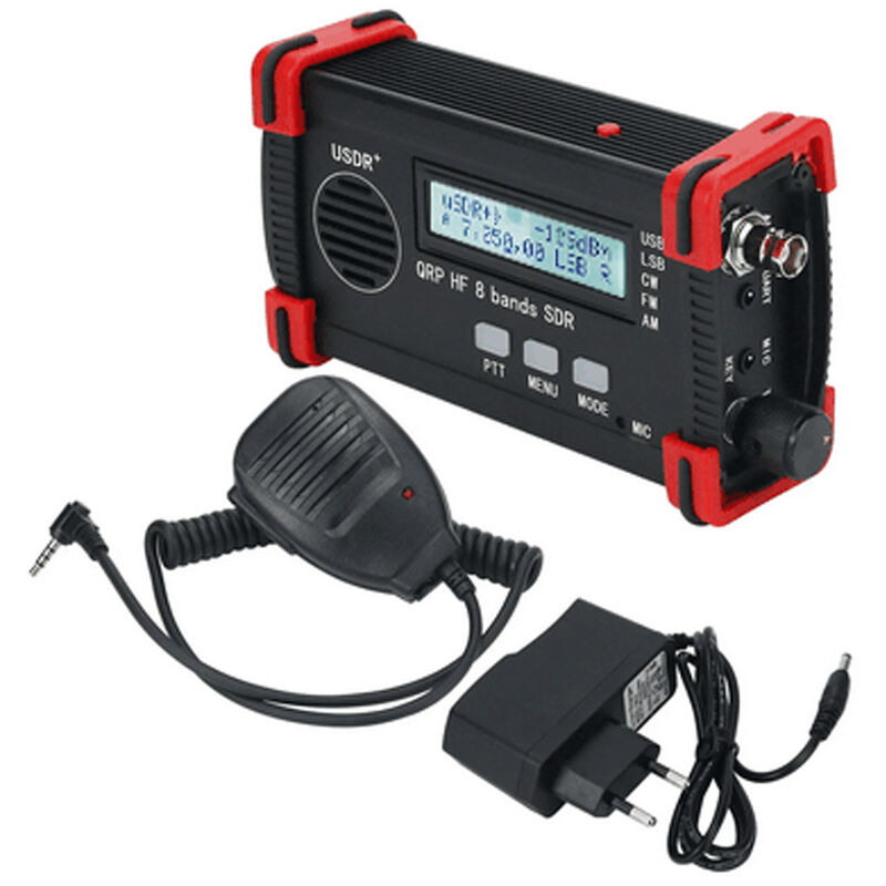 

Asupermall - Transceptores 10W Max USDX + USDR HF QRP SDR SSB / CW, 5W DSP SDR Ham Radio 8 bandas de onda corta QCX-SSB, con pantalla 1602, Enchufe