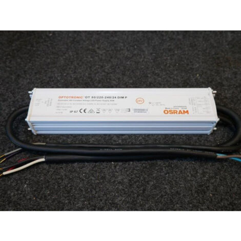 Transfo alimentation LED 220-240V 50-60Hz - 24Vdc 80W dimmable 1-10V 250x50x34mm IP67 Delta Light
