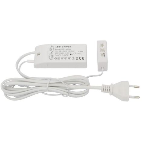 transformador 6w led 12v 100-240v 6vias cable red 2mts. conexion regleta jst.