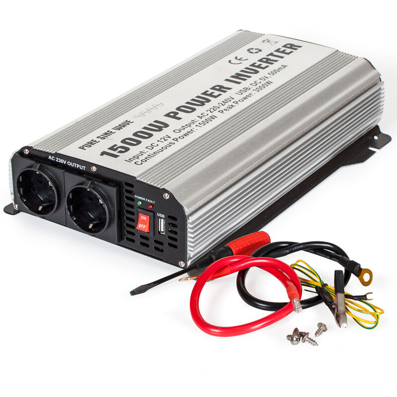 

Transformador de corriente Sinus 12 V a 230 V 1500W 3000W - convertidor de tensión para portátil, transformador eléctrico de corriente sinusoidal,