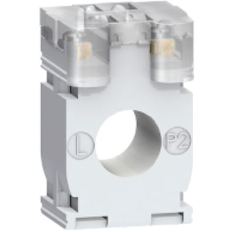 Transformador de intensidad TI 250/5A tipo CC de 21 mm, ideal para conexiones eléctricas seguras.