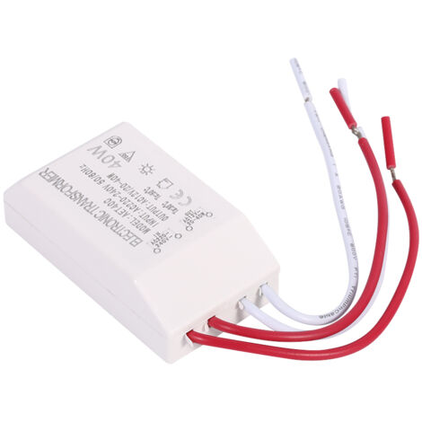 Transformador electrónico para fuentes de alimentación halógenas y LED, salida de 12 V CA, 40 W, blanco, AET40C + enchufe europeo.