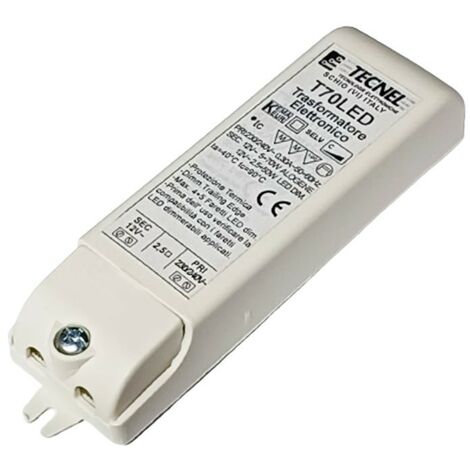 Transformador electrónico Tecnel para lámparas halógenas y T70LED