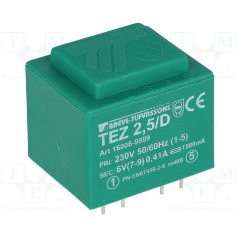 Transformador Encapsulado Salida 6Vac 2,5VA E230Vac