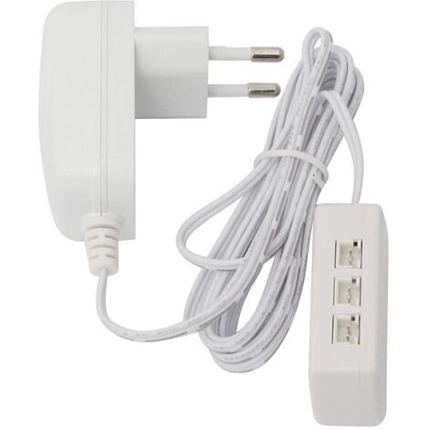 transformador enchufe 6w led 12v 6vias cable red 2mts. conexion regleta jst.