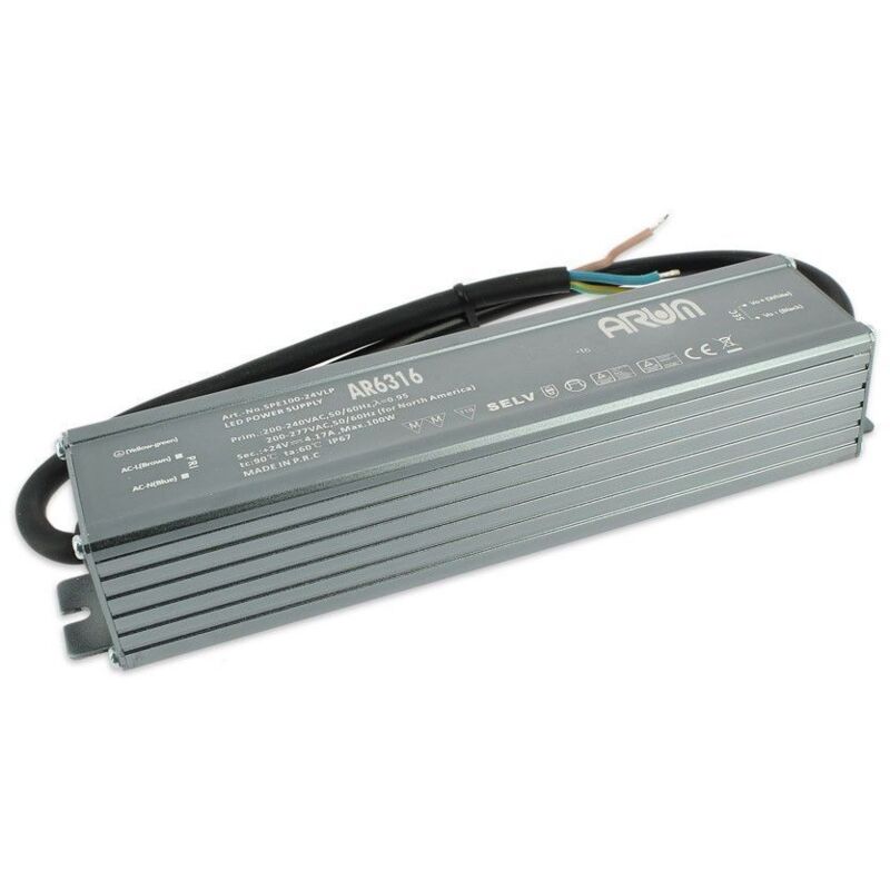 

Transformador LED SELV 220V 24V / DC 4,17A Max 100W IP67 Impermeable
