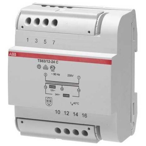 Transformador modular Abb TS63/12-24 63 VA 230V/12-24V SELV 5M M429287