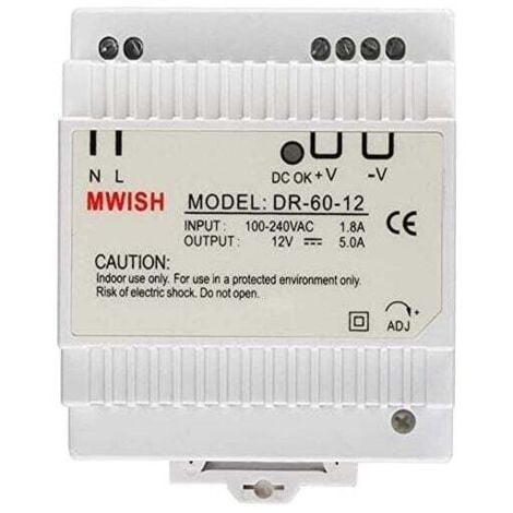 XVX Transformador modular monobloque para videoportero 12V/5,0A, DR-60-12 Fuente de alimentación 100-240V Fuente de alimentación profesional para estándar-937856mm