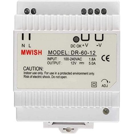 Transformador monobloque modular para videoportero 12V/5,0A, DR-60-12 Fuente de alimentación 100-240V Fuente de alimentación profesional para estándar - 937856mm