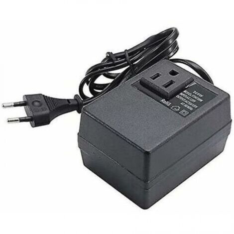 Transformador YMYNY 220V a 110V, 200W, con enchufe europeo, para tensión reducida.