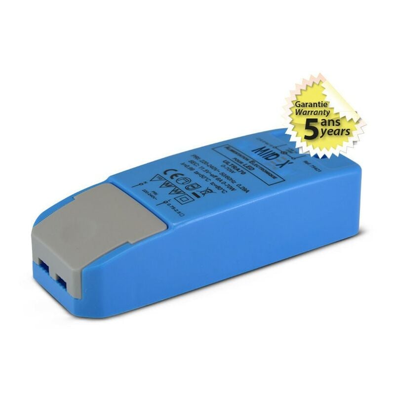 Transformateur led 70W 12 Volts ac IP20 Miidex Lighting®